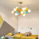 Ljojo Modern Glass Ball LED Ceiling Chandelier Children's Room Pendant Lamp Home Decor