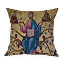Cotton Linen Christ Pantocrator Icon Pillow Case by Ljojo