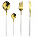 Ljojo 24-Piece Gold Stainless Steel Dinnerware Set - Gift Box, Dishwasher Safe