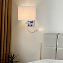 Ljojo LED Fabric Wall Sconce with USB Port for Bedroom and Living Room