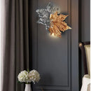 Ljojo Luxury Copper Maple Leaf Crystal Glass Wall Lamp for Home Deco