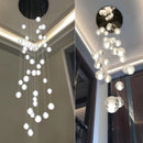 Ljojo Meteor Shower Glass Ball Chandelier - Long Rope Hanging Crystal Light