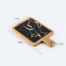 Ljojo Marbling Black Bronzing Wooden Tray, Rectangular Handle Steak Plate karadığında Western Plate.