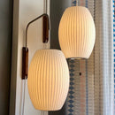 Japanese Style Imitation Silk Swing Arm Wall Lamp for Bedroom Study by Ljojo