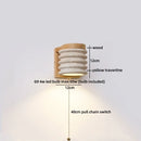 Ljojo LED Pull Chain Wall Light in Yellow Travertine Wood Finish