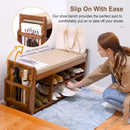 Ljojo™ Bamboo Shoe Storage Bench with Hidden Drawer and Organizer
