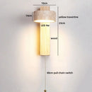 Ljojo LED Wall Light Mirror Stone Wood Wall Art Decor Bedroom Lamp