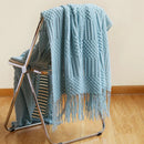 Ljojo Luxury Caramel Knitted Throw Blanket with Wave Tassels
