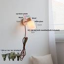 Ljojo LED Wall Light Fixture Wood Canopy White Glass Nordic Modern Plug In Sconce
