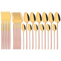 Ljojo 24-Piece Stainless Steel Dinnerware Set White Silver Flatware Tableware Kit