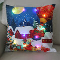 Ljojo LED Christmas Pillowcase 18x18 Inch Santa Snowman Cartoon Glowing Decor