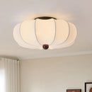 Medieval Style Pumpkin Cloth Bedroom Ceiling Lamp Retro Solid Wood Living Dining Room Decor Lights Ljojo