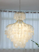 Ljojo Luxury Shell Chandelier: Chrome Metal Elegant Decorative Chandelier for Living Room & Hotel Lobby.