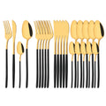 Ljojo 24-Piece Stainless Steel Cutlery Set - Black Mirror Finish
