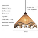 Ljojo Japanese Retro Fabric Tassel Umbrella Pendant Light Chandelier for Dining Room and Bedroom