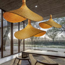 Ljojo Lotus Leaf Bamboo Weaving Chandelier Zen Tea Room Japanese Restaurant Lamp