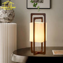Japanese Wabi-sabi Walnut Wood Zen Table Lamp LED E27 Fabric Lampshade Modern Minimalist Ljojo