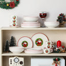 Ljojo 12/30 Pc Christmas Dinnerware Set: Christmas Tree Ceramic Plate, Dinner/Dessert/Soup/Bowl/Mug