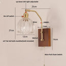 Ljojo LED Glass & Wood Wall Lamp for Living Room Bedroom, Pull Chain Switch