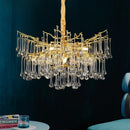 Ljojo Luxury Water Droplet Crystal Chandelier Light - Golden Hanging Branch Pendant Fixture