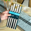 Ljojo 5 Pair Alloy Non-Slip Chopsticks Set for Kitchen Tableware Gift