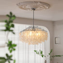Ljojo Shell Chandelier Pendant Lamp for Living Dining Bedroom - Elegant Boho Hanging Light