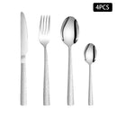 Ljojo 24pcs Stainless Steel Cutlery Set with Square Handle, Snakeskin Design
