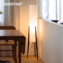 LED Retro Solid Wood Floor Lamp White Fabric Shade Home Decor Bedroom Living Room Dining Elegance by Ljojo