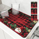 Christmas Dwarf Gift Poinsettia Drying Mat by Ljojo - Non-Slip Absorbent Kitchen Mat