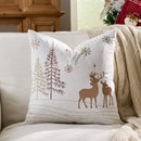 Embroidered Forest Deer Velvet Christmas Pillow Cover 45x45cm for Living Room & Bedroom by Ljojo