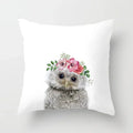 Cute Animals Print Decor Pillowcase by Ljojo - Pink Flower Theme