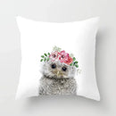 Cute Animals Print Decor Pillowcase by Ljojo - Pink Flower Theme