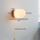 Ljojo LED Glass Wall Lights: Nordic White Bedside Sconce with Switch
