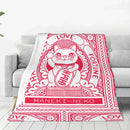 Ljojo Maneki Neko Fleece Blanket - Super Soft Lucky Cat Bed Throw