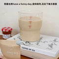 Ljojo 12oz Cute Ins Style Glass Coffee Cup with Red Pink Knot Print
