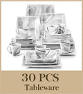 Ljojo Marble Grey Porcelain Dinnerware Set for 12