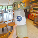 Ljojo 2L Sports Water Bottle with Straw - Portable Frosted Plastic Space Cup