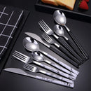 Ljojo Marble Pattern Stainless Steel Cutlery Set - 5Pcs Western Dinnerware