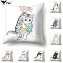 Cute Cat Cushion Cover by Ljojo: Cartoon Pets Pillow Case for Home Sofa Decor
