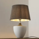 Ljojo Ceramic Table Lamp LED Night Light Fabric Lampshade Bedroom Decor Pottery Jar Style