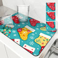 Christmas Gloves Snowflake Drying Mat by Ljojo: Non-Slip Absorbent Table Mat