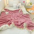 Ljojo Milk Fleece Fringed Blanket Large Lamb Fleece Craft Blanket Cover