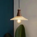 Ljojo LED Wood Pendant Light with Clear Glass Shade E27 90v-260v Suspension Luminaire