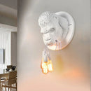 Ljojo Resin Gorilla Wall Lamp: Retro Animal LED Bedroom Bedside Decor Lighting