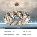 Ljojo Luxury Gold Lattice Crystal Pendant Chandelier - Modern Living Room Decor Statement Piece