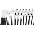 Ljojo 24-Piece Stainless Steel Black Cutlery Set Dinnerware Flatware Tableware