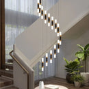 Ljojo Luxury Crystal LED Stair Chandelier - Minimalist Indoor Hanging Lamps