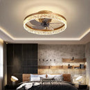 Crystal Led Ceiling Fan Modern Low Noise Remote Control Light Fixture for Home Decoration by Ljojo