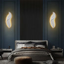 Ljojo LED Wall Sconce Modern Resin TV Background Light for Home Bedroom - White Feather