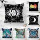 Ljojo Mandala Sun Moon Pillowcase: Bohemian Sofa Cushion Cover
